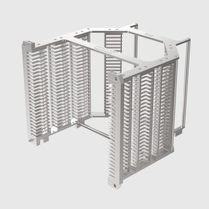 Wafer Cassette 6" - stainless steel inlays, 25 slot, slot-shape angular, top-plate (top), H-bar (bottom), without handles