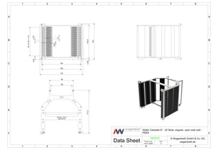 Wafer Cassette 6" - PEEK (ESD-safe) inlays, 25 slot, slot-shape angular, top-plate (top), H-bar (bottom), without handles