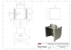 Wafer Cassette 6" - aluminum (coated), 25 slot, slot-shape angular, top-plate (top), H-bar (bottom), with handle (high)
