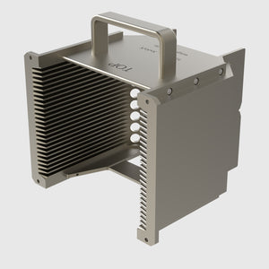 Wafer Cassette 6" - aluminum (coated), 25 slot, slot-shape angular, top-plate (top), H-bar (bottom), with handle (high)