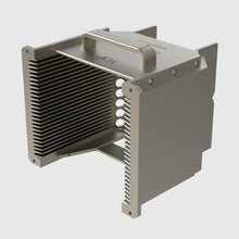 Laden Sie das Bild in den Galerie-Viewer, Wafer Cassette 6&quot; - aluminum (coated), 25 slot, slot-shape angular, top-plate (top), H-bar (bottom), with handle (low)
