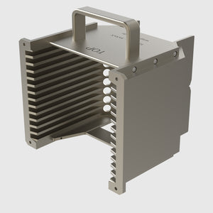 Wafer Cassette 6" - aluminum (coated), 13 slot, slot-shape flat, top-plate (top), H-bar (bottom), with handle (high)