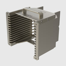Laden Sie das Bild in den Galerie-Viewer, Wafer Cassette 6&quot; - aluminum (coated), 13 slot, slot-shape flat, top-plate (top), H-bar (bottom), with handle (low)
