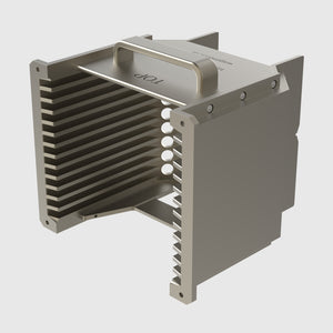 Wafer Cassette 6" - aluminum (coated), 13 slot, slot-shape flat, top-plate (top), H-bar (bottom), with handle (low)
