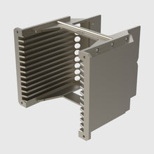 Laden Sie das Bild in den Galerie-Viewer, Wafer Cassette 6&quot; - aluminum (coated), 13 slot, slot-shape flat, H-bar (top), H-bar (bottom), without handle
