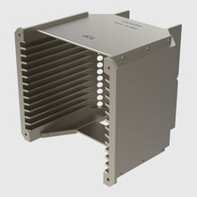 Laden Sie das Bild in den Galerie-Viewer, Wafer Cassette 8&quot; - aluminum (coated), 13 slot, slot-shape flat, top-plate (top), H-bar (bottom), without handle
