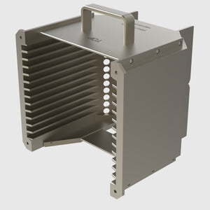 Wafer Cassette 8" - aluminum (coated), 13 slot, slot-shape flat, top-plate (top), H-bar (bottom), with handle (high)