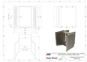 Wafer Cassette 8" - aluminum (coated), 13 slot, slot-shape flat, H-bar (top), H-bar (bottom), without handle