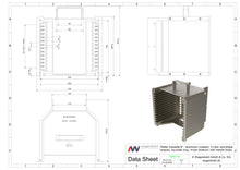 Laden Sie das Bild in den Galerie-Viewer, Wafer Cassette 8&quot; - aluminum (coated), 13 slot, slot-shape angular, top-plate (top), H-bar (bottom), with handle (high)
